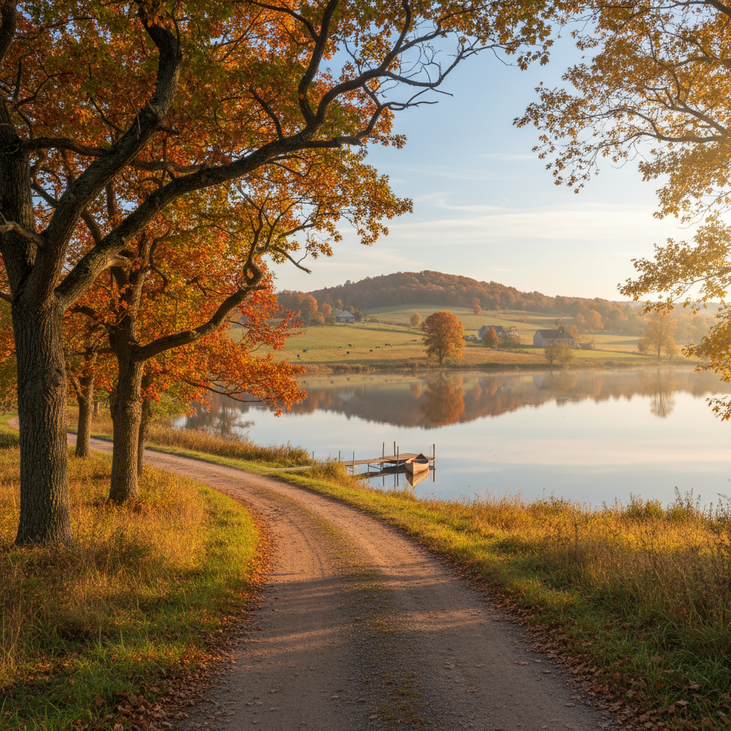 Country road through Lanark County with open farmland