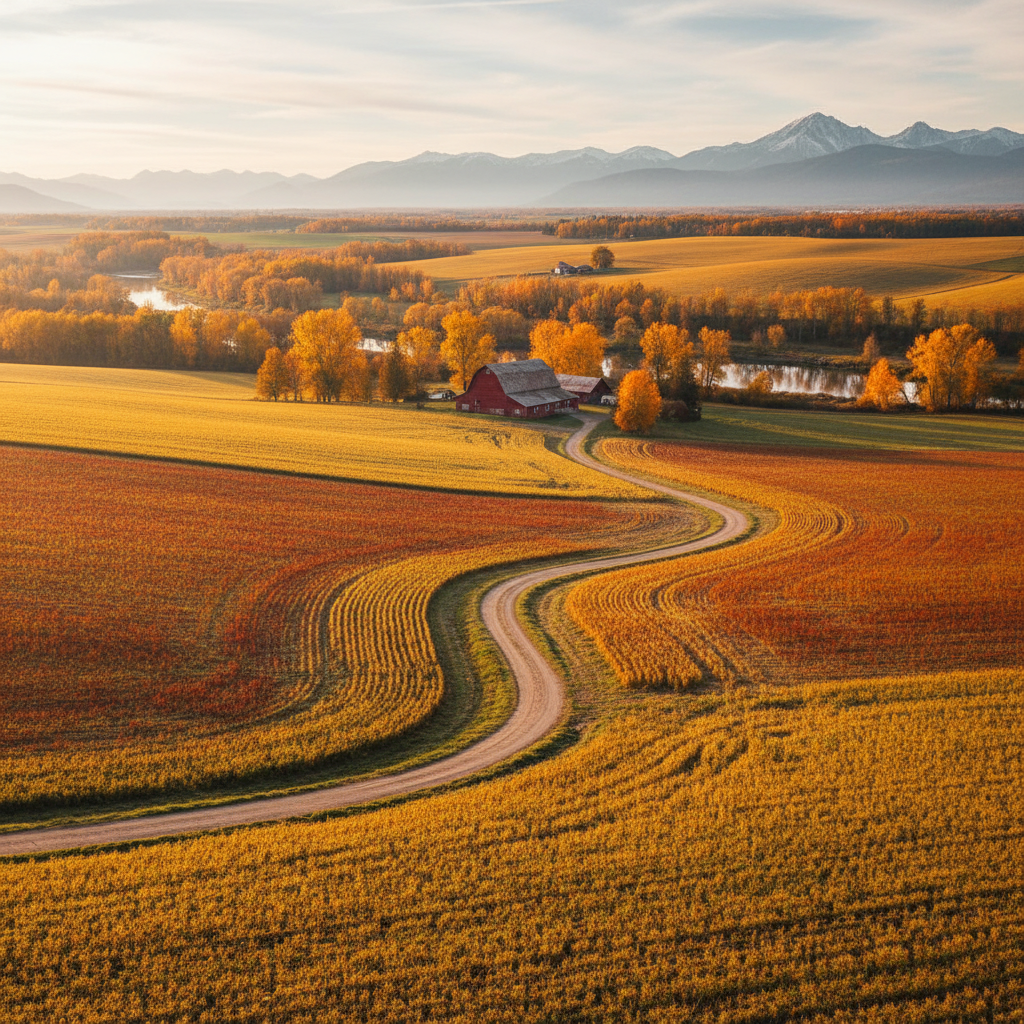 Pumpkin field and hay bales at a farm south of Ottawa during autumn