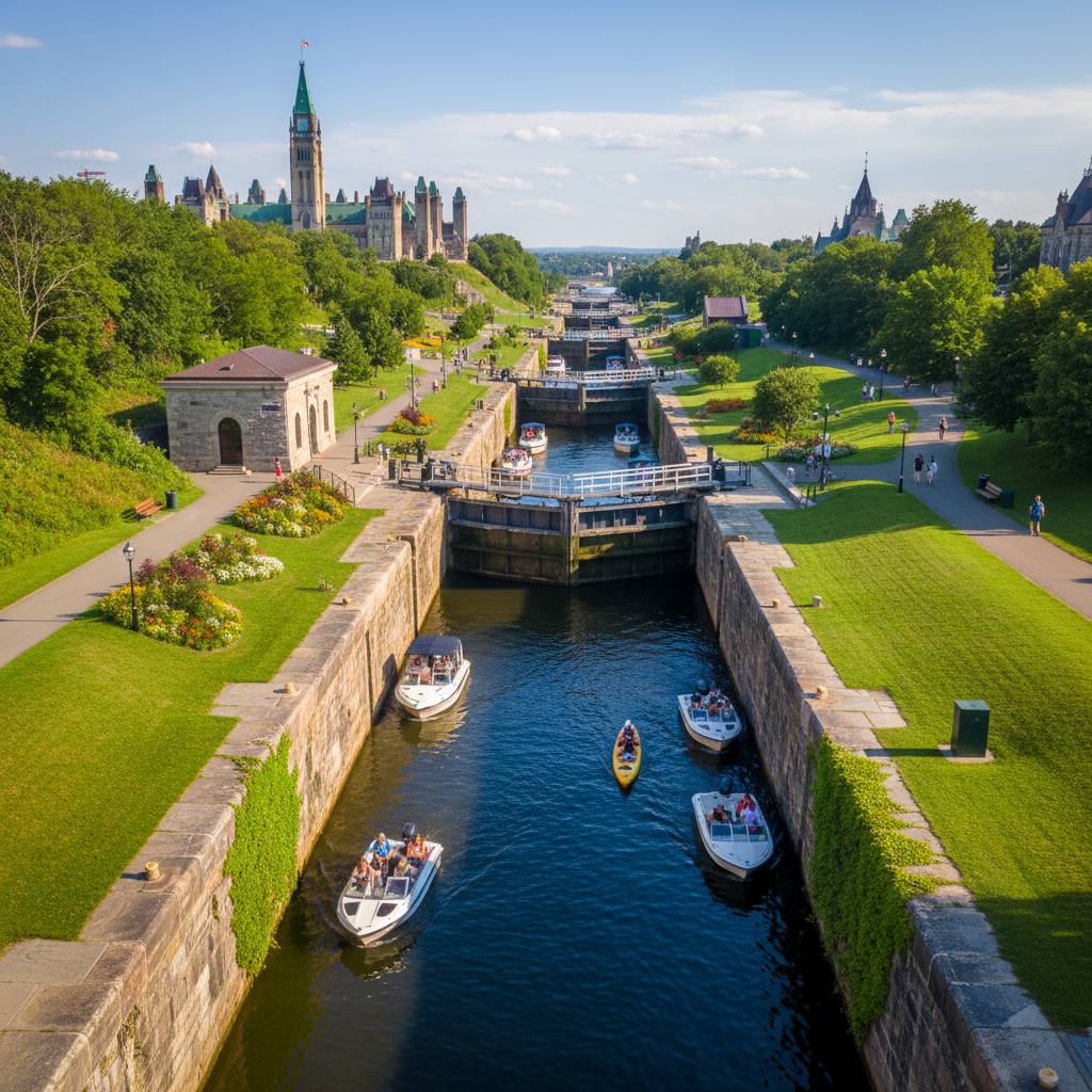 Rideau Canal locks near Parliament Hill in summer